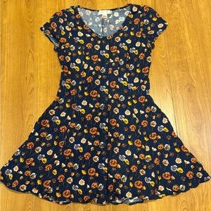 Band of Gypsies Floral Dress in Navy, Pumpkin and Mustard Floral  Print - Size S